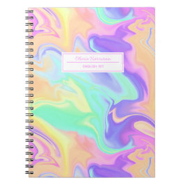 Groovy Retro Gefärbte Krawatte Pastel Marble Swirl Notizblock