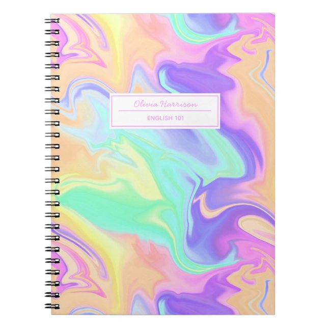 Groovy Retro Gefärbte Krawatte Pastel Marble Swirl Notizblock (Vorderseite)