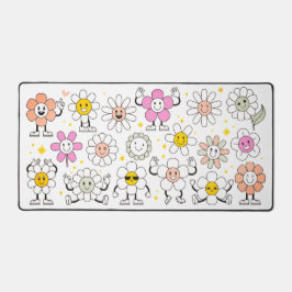 Groovy Retro Girly Happy Blume Cartoon Schreibtischunterlage