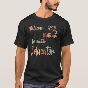 Groovy Retro Gläubiger Motivator Innovator Erziehe T-Shirt