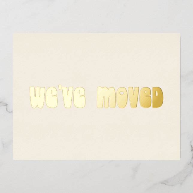Groovy Retro Gold Foil Neue Adresse Postkarte (Vorderseite)