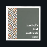 Groovy Retro Green Mushrooms Custom Bat Mitzvah Serviette<br><div class="desc">Groovy Retro Green Mushrooms Custom Bat Mitzvah Napkins</div>