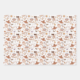 Groovy Retro Halloween Neutrale Farben Kinder Geschenkpapier Set