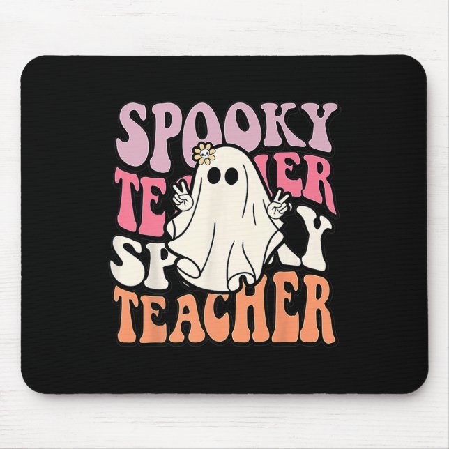 Groovy Retro Halloween Spooky Teacher Trick oder T Mousepad (Vorne)
