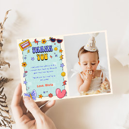 Groovy Retro Hippie Birthday Foto Vielen Dank Einladung