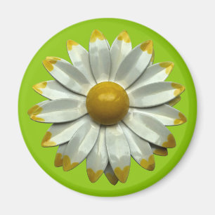 Groovy Retro Hippie Daisy Blume Summer Green Magnet