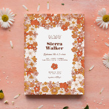 Groovy Retro Hippie Floral Pink Orange Babydusche