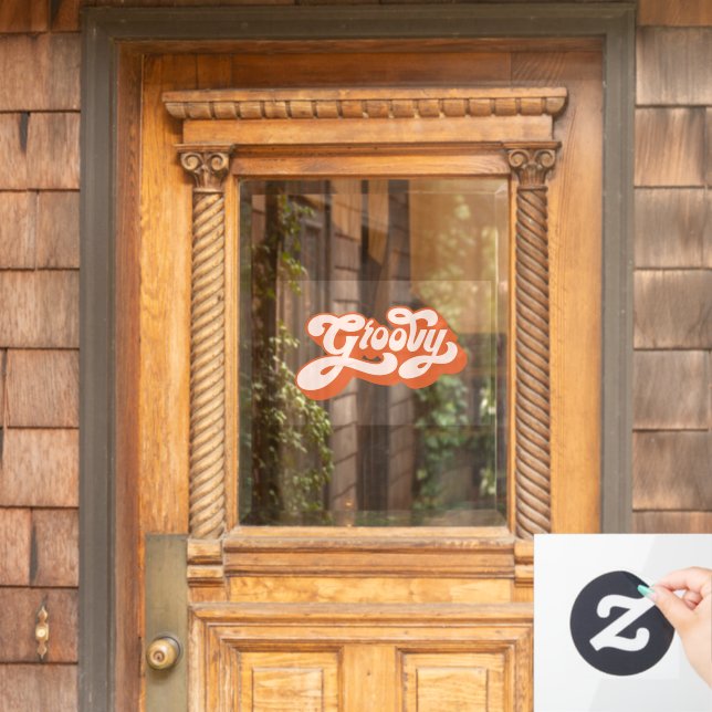 Groovy Retro Hippie Script Window Decal Fensteraufkleber (Haustür)