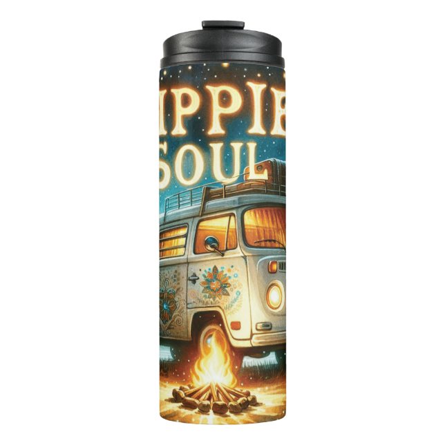 Groovy Retro Hippie Thermal Tumbler Thermosbecher (Vorderseite)