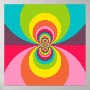 Groovy Retro Hippie Vintag Rainbow Kaleidoskop Poster