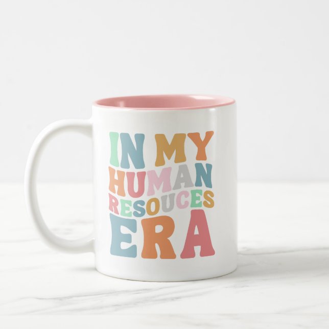 Groovy Retro Human Resources Erbe Berufliches Gesc Zweifarbige Tasse (Links)