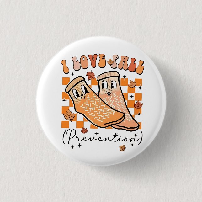 Groovy Retro I Liebe Herbstverhütung Funny Button (Vorderseite)