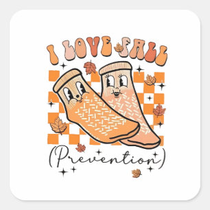 Groovy Retro I Liebe Herbstverhütung Funny Quadratischer Aufkleber