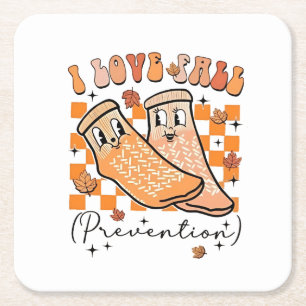 Groovy Retro I Liebe Herbstverhütung Funny Rechteckiger Pappuntersetzer