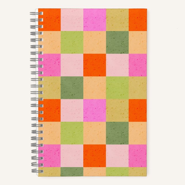 Groovy Retro Karos Notizbuch (Vorderseite)