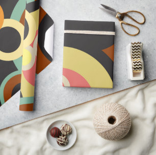 Groovy Retro Kreismuster Abstrakt Mitte Jahrhunder Geschenkpapier