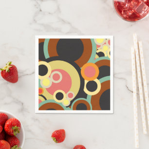 Groovy Retro Kreismuster Abstrakt Mitte Jahrhunder Serviette