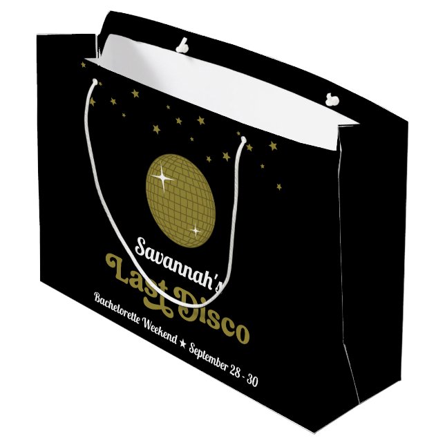 Groovy Retro Last Disco Bridge Junggeselinnen-Absc Große Geschenktüte (Rückseite Schrägansicht)