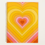 Groovy Retro Layered Heart Planer<br><div class="desc">Retro-Herz-Burst-Design. Herzschichten in Orange,  Gelb,  Rosa. Groovy Retro Herzgeschenke,  Wohngestaltung.</div>