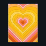 Groovy Retro Layered Heart Postkarte<br><div class="desc">Retro-Herz-Burst-Design. Herzschichten in Orange,  Gelb,  Rosa. Groovy Retro Herzgeschenke,  Wohngestaltung.</div>