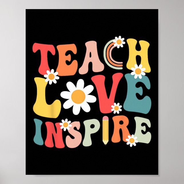 Groovy Retro Lehre Liebe Inspirierte zurück zum Te Poster (Vorne)