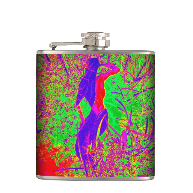 Groovy Retro lila Hippie-Meerjungfrau Flachmann (Vorderseite)