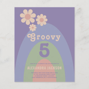 Groovy Retro Mädchen Geburtstagsfeier Budget Flyer