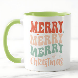 Groovy Retro Merry Merry Merry Christmas Tasse