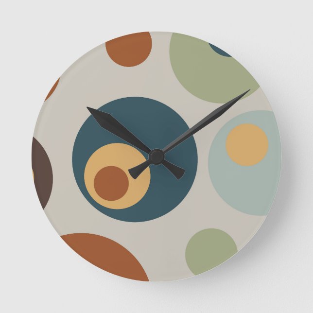 Groovy Retro Mid Century Wall Clock Runde Wanduhr (Vorderseite)