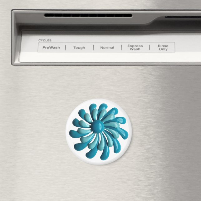 Groovy Retro MOD Atomic Hippie Daisy Blume Blue Magnet (In Situ (Geschirrspüler))