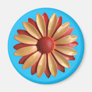 Groovy Retro MOD Hippie Daisy Blume Spring Blue Magnet