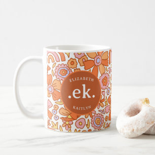 Groovy Retro Monogramm Orange Kaffeetasse