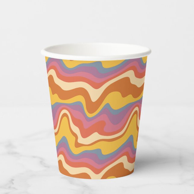 Groovy Retro Muster Pappbecher (Vorderseite)