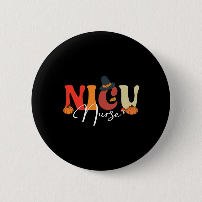 Groovy Retro NICU Nurse Fall Vibes Herbst Thanksgi Button (Vorderseite)