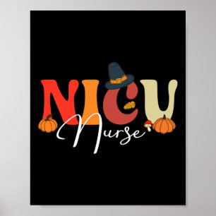 Groovy Retro Nicu Nurse Fall Vibes Herbst Thanksgi Poster