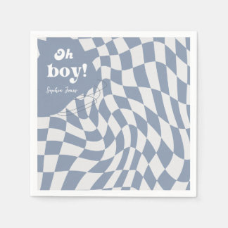 Groovy Retro Oh Boy! Schachbrettspülung Napkins Serviette