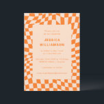 Groovy Retro Orange Checkerboard Bat Mitzvah Einladung<br><div class="desc">Groovy Retro Orange Abstrakte Tafel Bat Mitzvah Einladung</div>