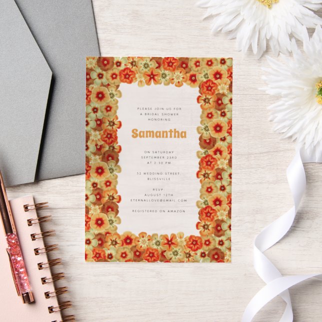 Groovy Retro Orange Hippie Blume Brautparty (Hochzeit)