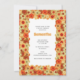 Groovy Retro Orange Hippie Blume Brautparty Einladung