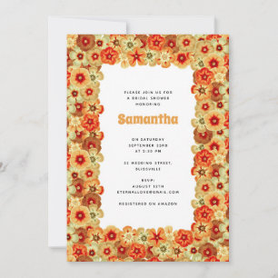 Groovy Retro Orange Hippie Blume Brautparty Einladung