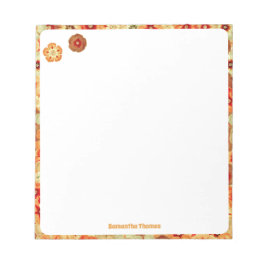 Groovy Retro Orange Hippie Blume Individuelle Name Notizblock