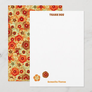 Groovy Retro Orange Hippie Blume Muster Dankeskarte