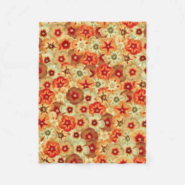 Groovy Retro Orange Hippie Blume Muster Fleecedecke (Vorderseite)