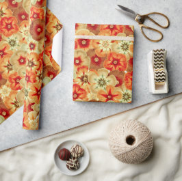 Groovy Retro Orange Hippie Blume Muster Geschenkpapier
