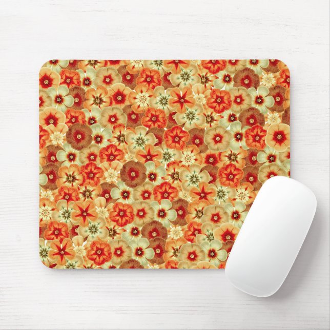 Groovy Retro Orange Hippie Blume Muster Mousepad (Mit Mouse)