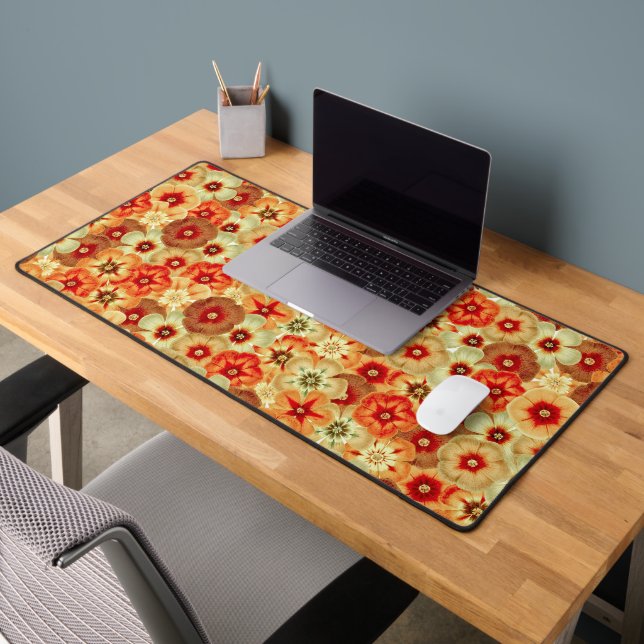Groovy Retro Orange Hippie Blume Muster Schreibtischunterlage (Büro 2)