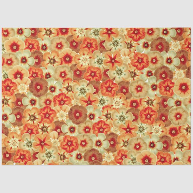 Groovy Retro Orange Hippie Blume Muster Seidenpapier (Vorderseite)
