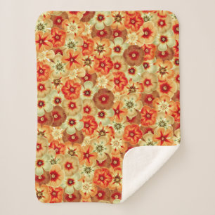 Groovy Retro Orange Hippie Blume Muster Sherpadecke