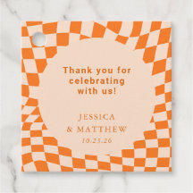 Groovy Retro Orange Karo Wedding Custom Vielen Dan