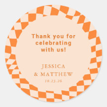 Groovy Retro Orange Karo Wedding Custom Vielen Dan